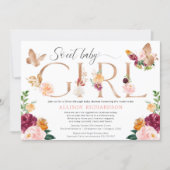 Butterfly Drive through blush pink burgundy girl Invitation (Front)