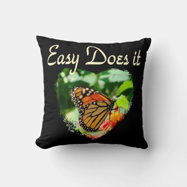 BUTTERFLY EASY DOES IT PHOTO THROW PILLOW (Front)