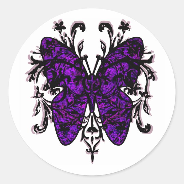Butterfly Effect (purple) Classic Round Sticker (Front)