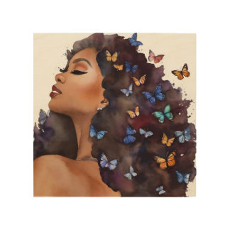 Butterfly Elegance: Women in Profile Wood Wall Art