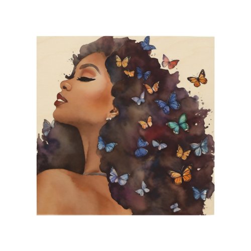Butterfly Elegance Women in Profile Wood Wall Art
