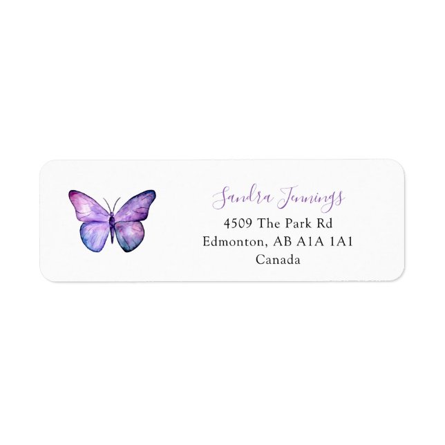 Butterfly Elegant Minimalist Simple Watercolor Label (Front)