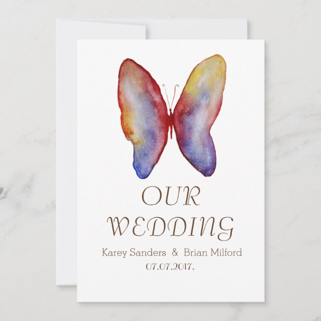 Butterfly, Elegant Wedding Invitation (Front)