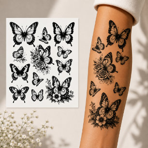 Butterfly Elements Temporary Tattoo Sheet