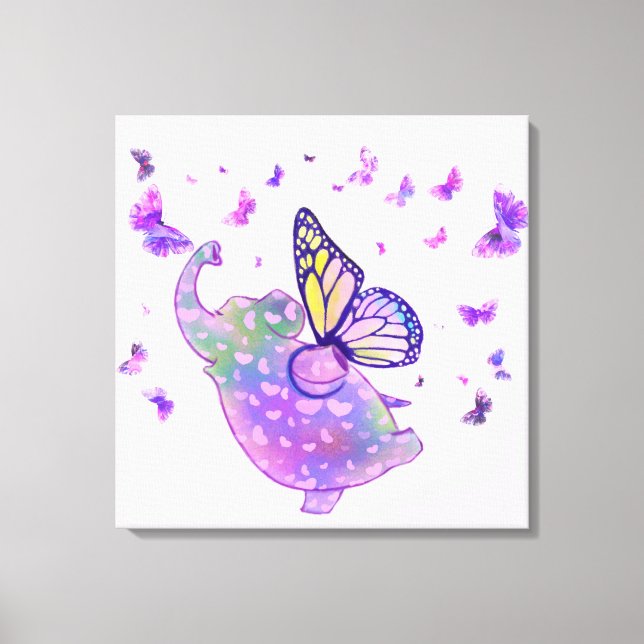 Butterfly Elephant Flying Funny Canvas Print (Front)