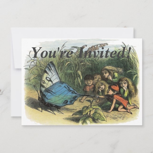 Butterfly Elf Artwork Cute Elves Butterflies Invitation (Front)