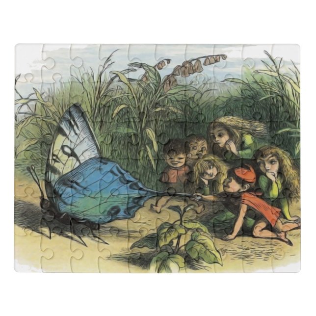 Butterfly Elf Artwork Cute Elves Butterflies Jigsaw Puzzle (Puzzle Horizontal)