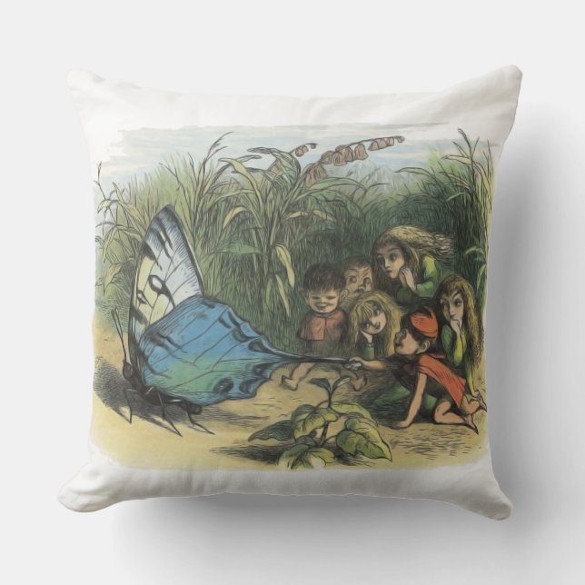 Butterfly Elf Artwork Cute Elves Butterflies Outdoor Pillow (Front)