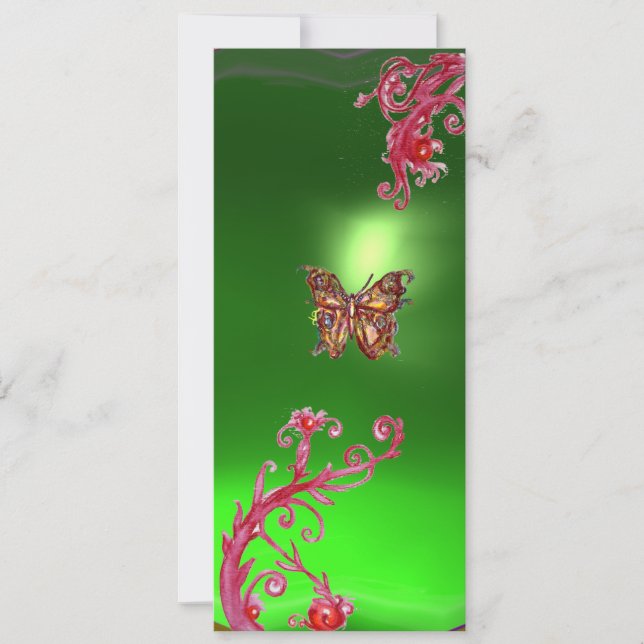 BUTTERFLY EMERALD ,green bright red pink violet Invitation (Front)