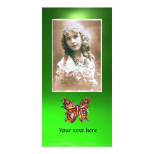 BUTTERFLY EMERALD GREEN ,red Card