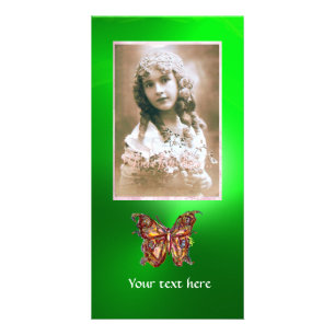 BUTTERFLY EMERALD ,red green Card