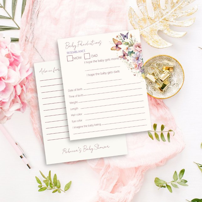 Butterfly enchanted baby predictions advice card (Little Butterfly enchanted garden spring summer baby shower baby predictions and advice card )