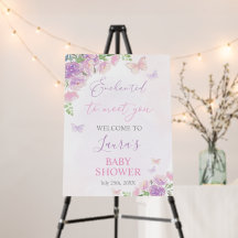 Butterfly Enchanted Baby Shower Welcome Sign