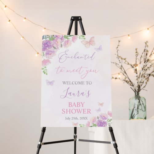 Butterfly Enchanted Baby Shower Welcome Sign 