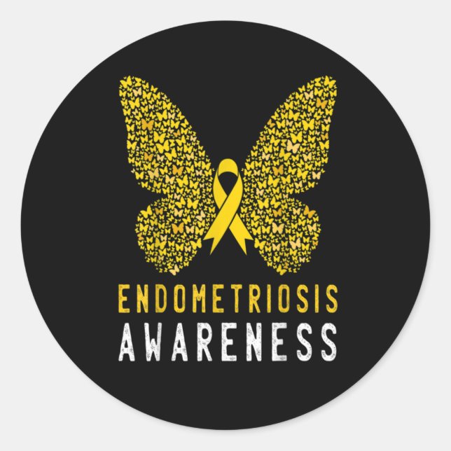 Butterfly Endometriosis Awareness Month Classic Round Sticker (Front)