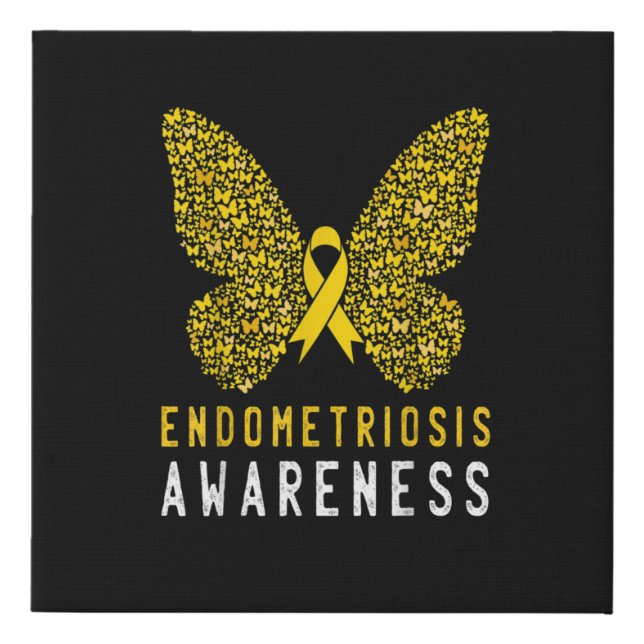 Butterfly Endometriosis Awareness Month Faux Canvas Print (Front)