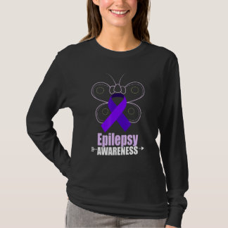 Butterfly Epilepsy Ribbon Epilepsy Disorder Awaren T-Shirt