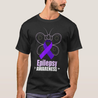 Butterfly Epilepsy Ribbon Epilepsy Disorder Awaren T-Shirt