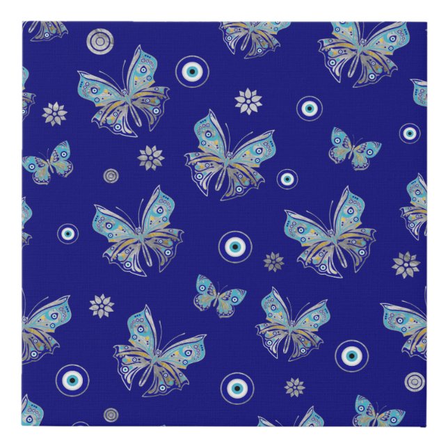 Butterfly Evil Eye Pattern Faux Canvas Print (Front)