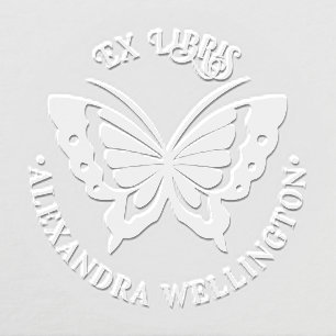 Butterfly Ex Libris Library Book Name #1 Round Embosser