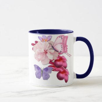 Butterfly Exotic Floral Mug by Spice at Zazzle