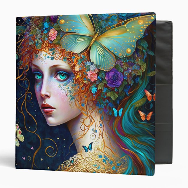 Butterfly Fairy Elf Lady Fantasy Art 3 Ring Binder (Front/Inside)