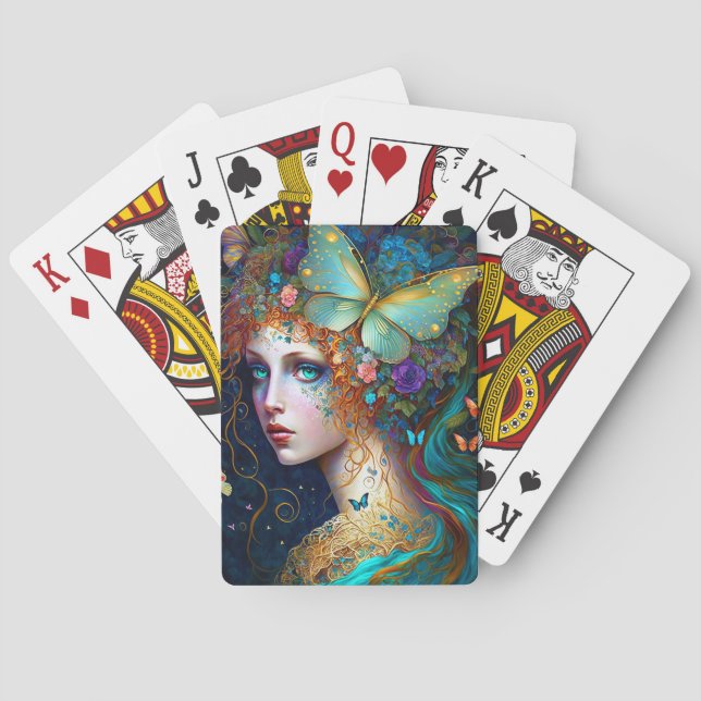 Butterfly Fairy Elf Lady Fantasy Art Poker Cards (Back)