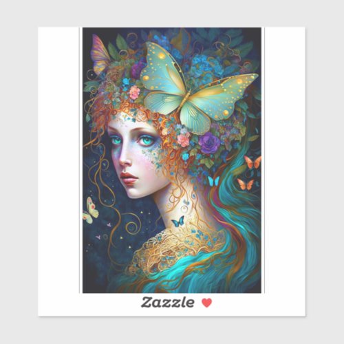 Butterfly Fairy Elf Lady Fantasy Art Sticker