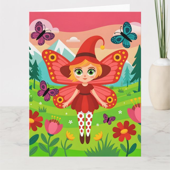 Butterfly Fairy Illustration in Whimsical Forest Card (Front)