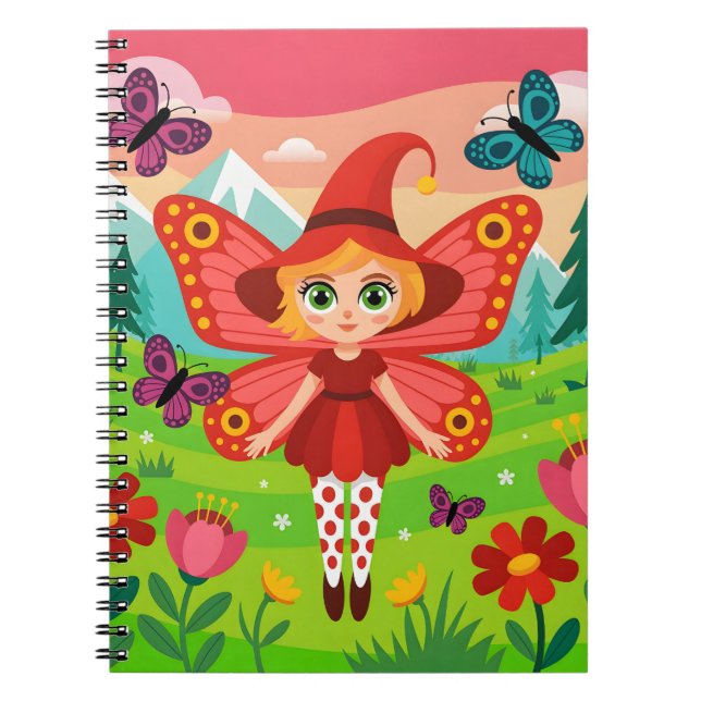 Butterfly Fairy Illustration in Whimsical Forest Notebook (Front)