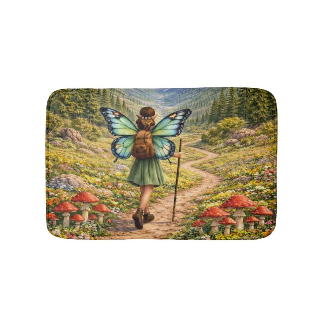 Butterfly Fairy Mountain Hiker | Fairycore Flower Bath Mat (Front)