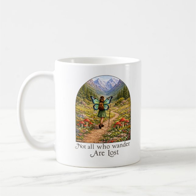 Butterfly Fairy Mountain Hiker | Fairycore Flower Coffee Mug (Left)