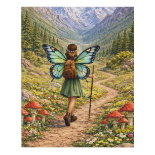 Butterfly Fairy Mountain Hiker   Fairycore Flower Faux Canvas Print