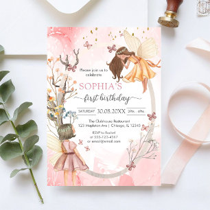 Butterfly Fairy Pink Girl Birthday Invitation