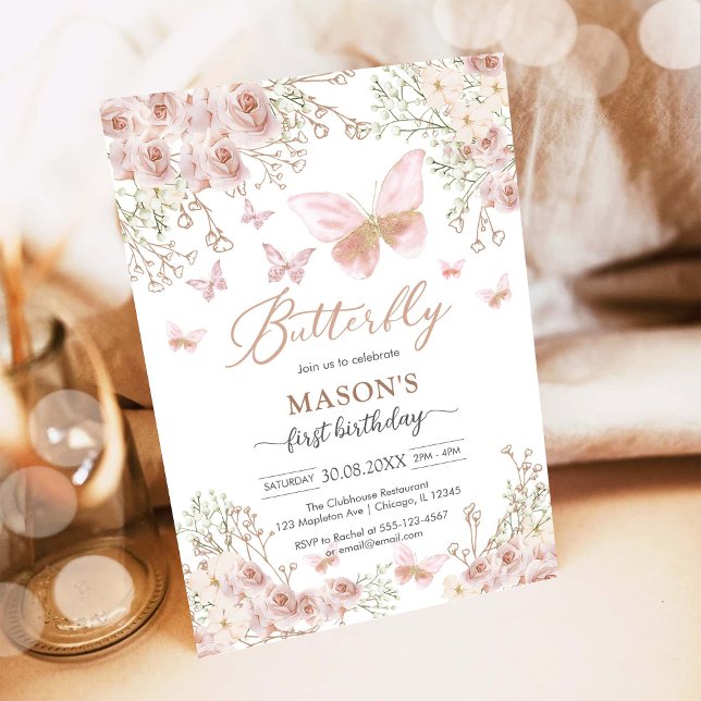 Butterfly Fairy Pink Girl Birthday Invitation (Creator Uploaded)