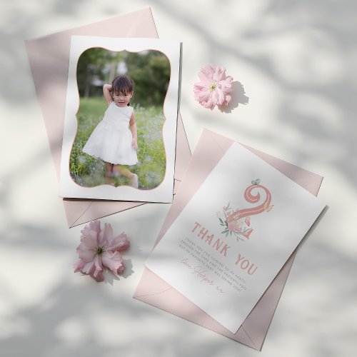 Butterfly Fairytale Floral Girl Birthday Party Thank You Card