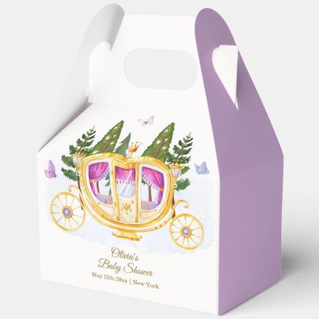 Butterfly Fairytale Princess Carriage Baby Shower Favor Boxes (Front)