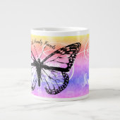 Butterfly Faith Family Friends Rainbow Monogram Giant Coffee Mug (Front)