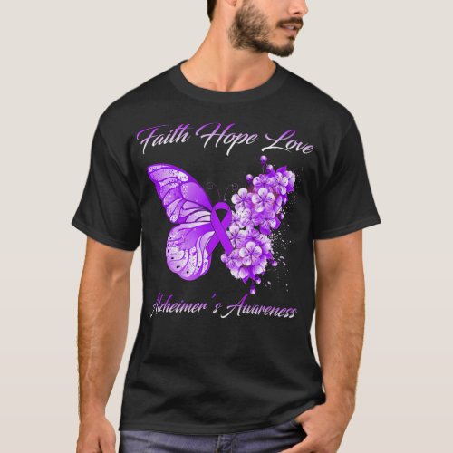 Butterfly Faith Hope Love AlzheimerS Awareness T_Shirt