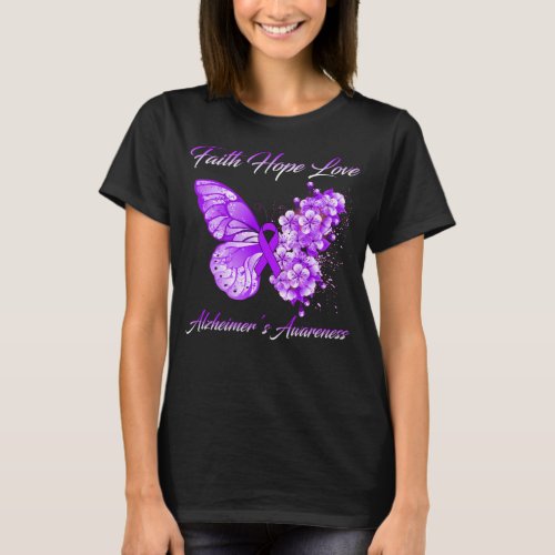 Butterfly Faith Hope Love Alzheimers Awareness T_Shirt