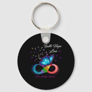 Butterfly Faith Hope Love Brain Aneurysm Awareness Keychain