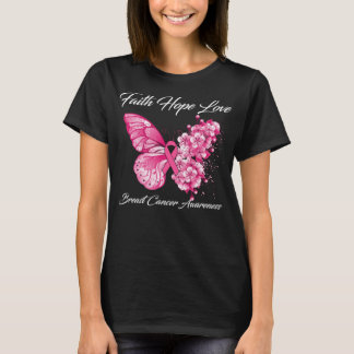 Butterfly Faith Hope Love Breast Cancer Awareness T-Shirt