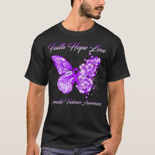 Butterfly Faith Hope Love Domestic Violence Awaren T-Shirt