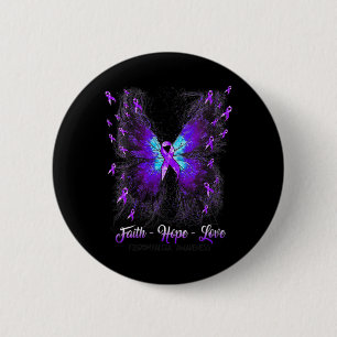 Butterfly Faith Hope Love Fibromyalgia Awareness 2 Button
