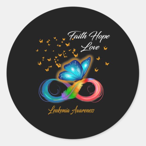 Butterfly Faith Hope Love Leukemia Awareness  Classic Round Sticker