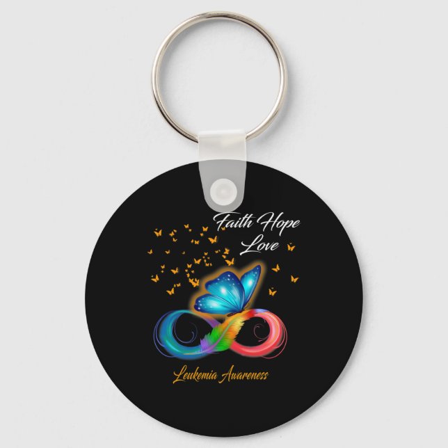 Butterfly Faith Hope Love Leukemia Awareness  Keychain (Front)