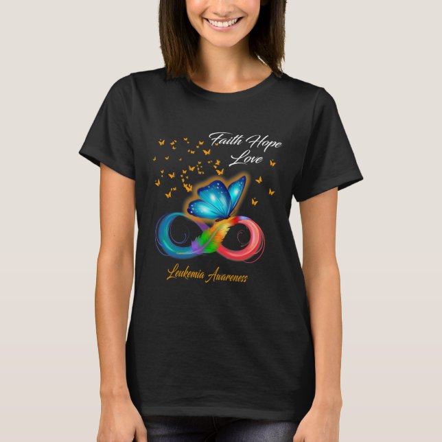 Butterfly Faith Hope Love Leukemia Awareness  T-Shirt (Front)