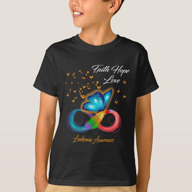 Butterfly Faith Hope Love Leukemia Awareness  T-Shirt (Front)