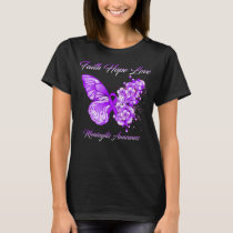 Butterfly Faith Hope Love Meningitis Awareness T-Shirt