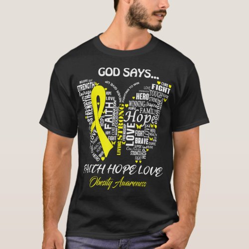 Butterfly Faith Hope Love Obesity Awareness  T T_Shirt